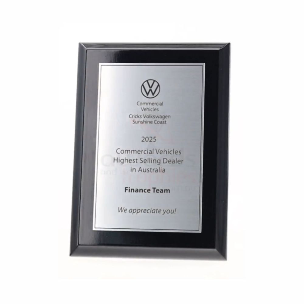 Budget Gloss Black Plaque - Silver 175mm