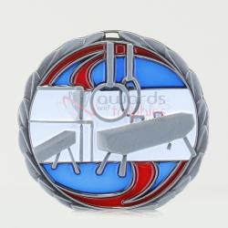 Stained Glass Gymnastics Medal 65mm Silver