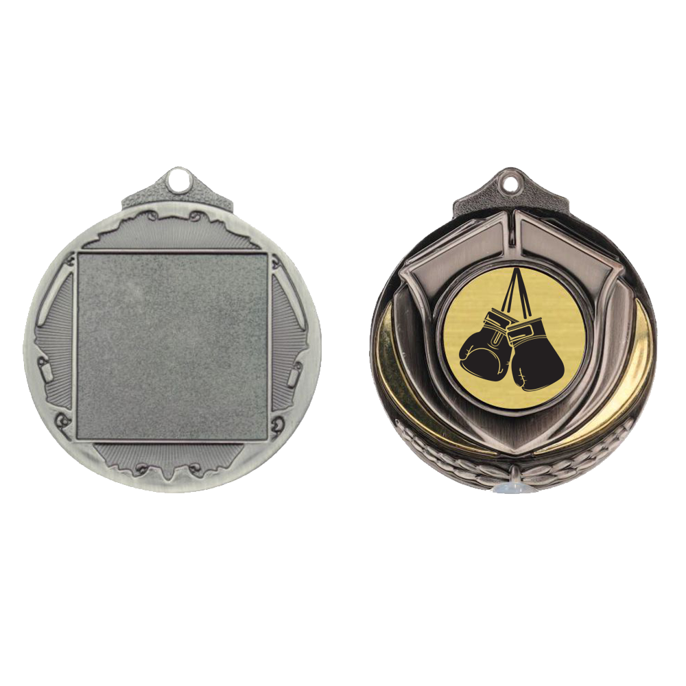 Two Tone Boxing Medal 50mm Silver