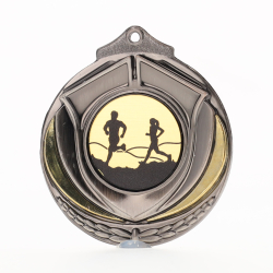 Two Tone Cross Country Medal 50mm Silver