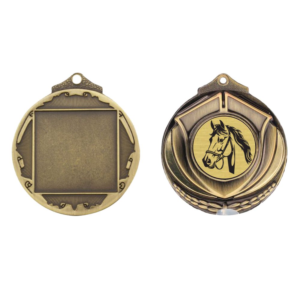 Two Tone Equestrian Medal 50mm Gold