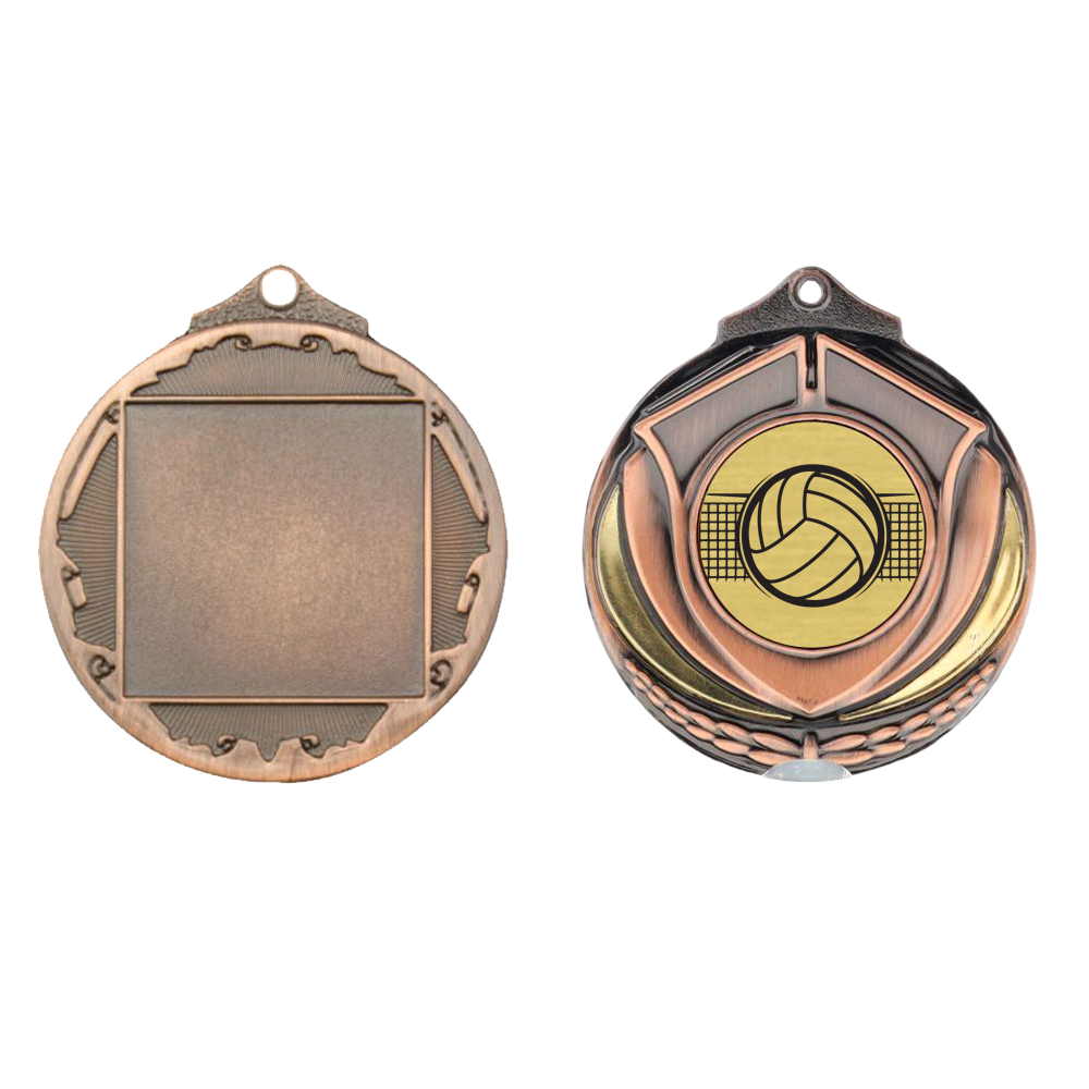 Two Tone Volleyball Medal 50mm Bronze