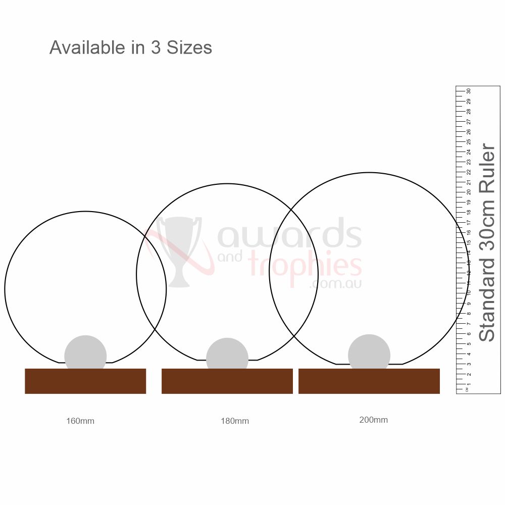 Glass Circle on Timber Base 200mm