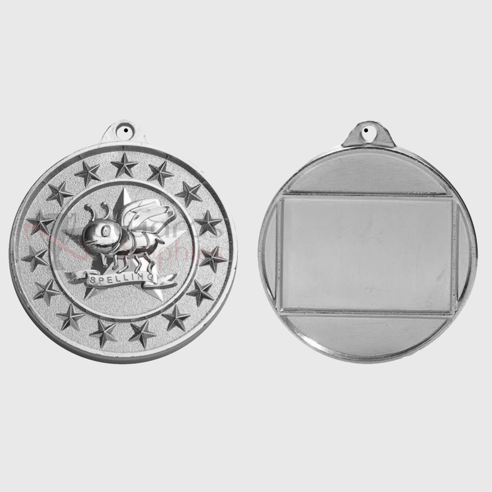 Spelling Starry Medal Silver 50mm