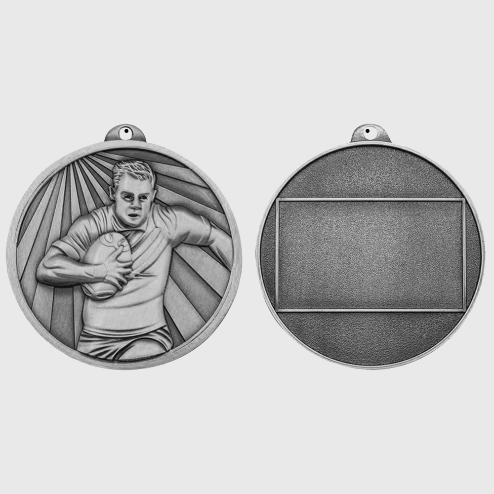 Triumph Rugby Male Medal 55mm Silver