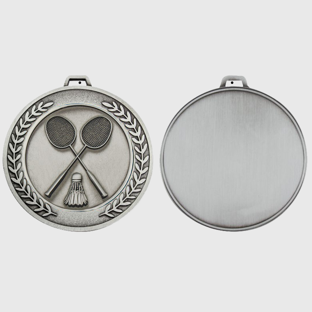 Heavyweight Badminton Medal 70mm Silver