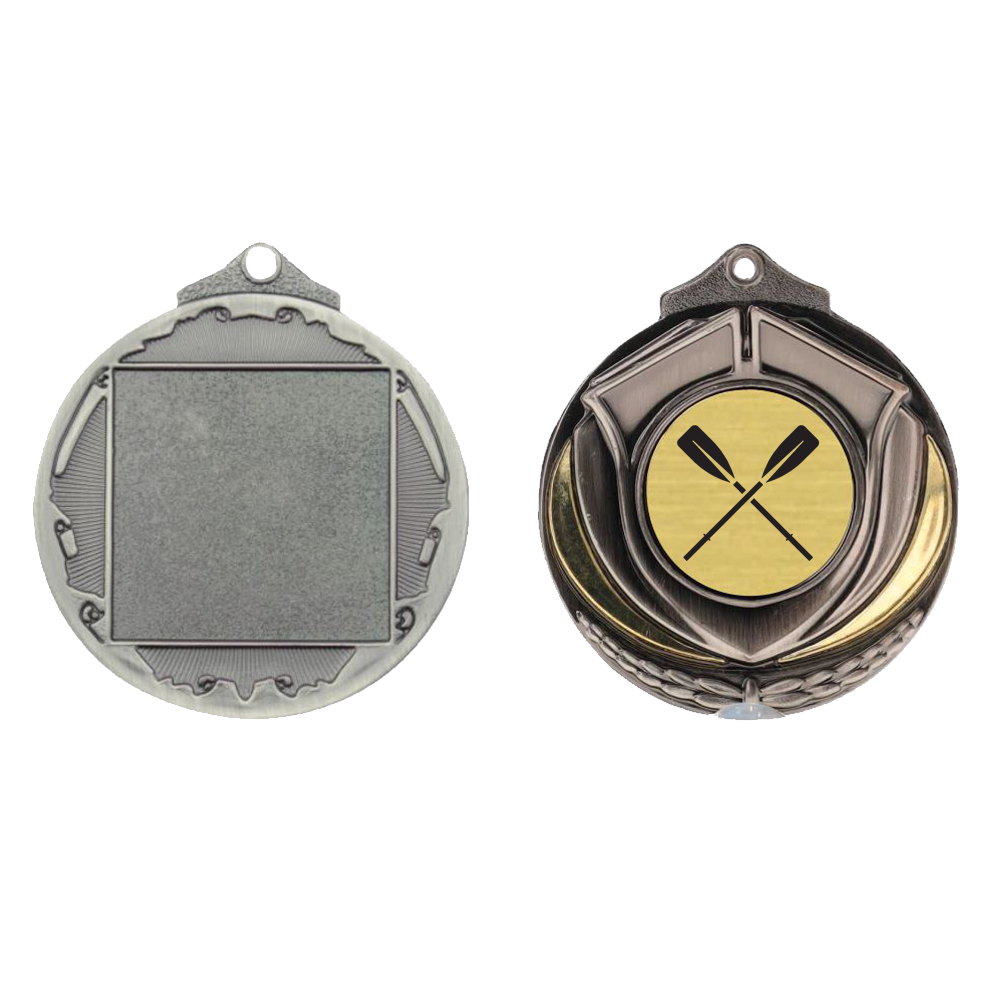 Two Tone Silver Medal 50mm - Rowing Oars