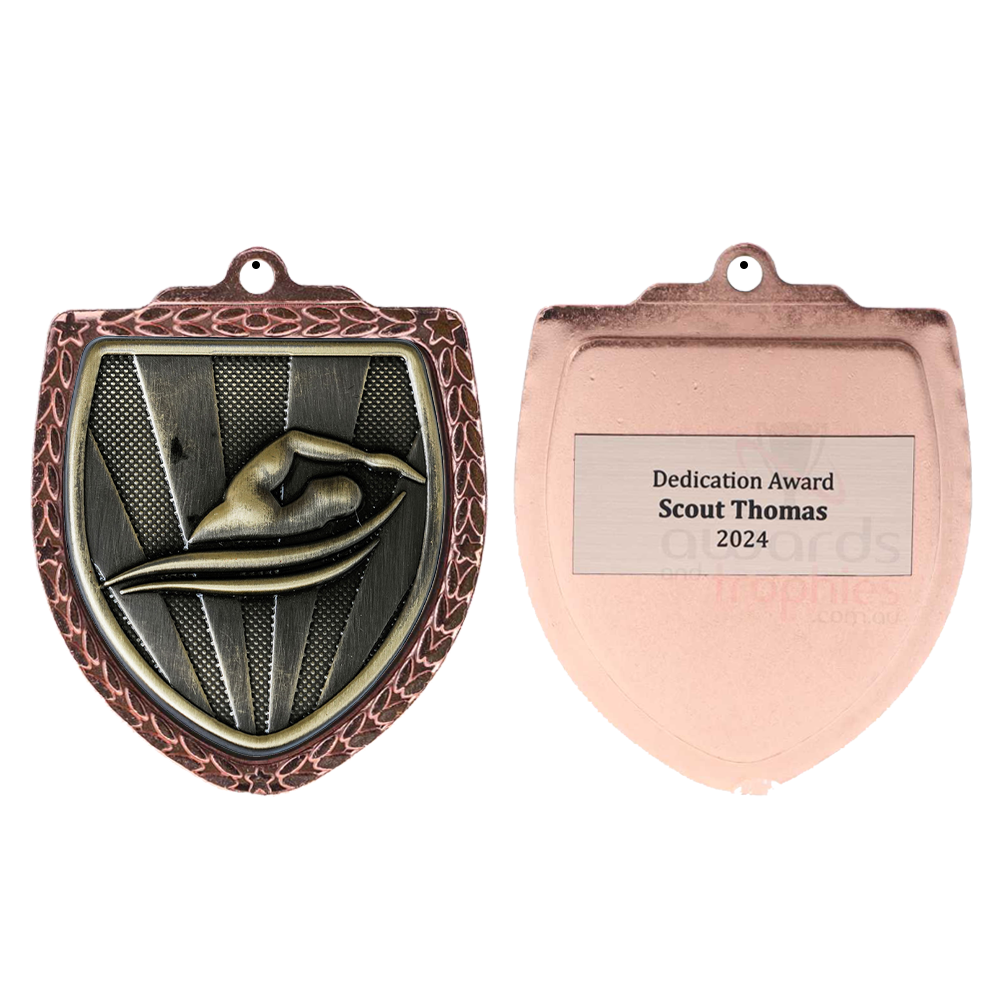 Swimming Shield Medal 80mm - Bronze