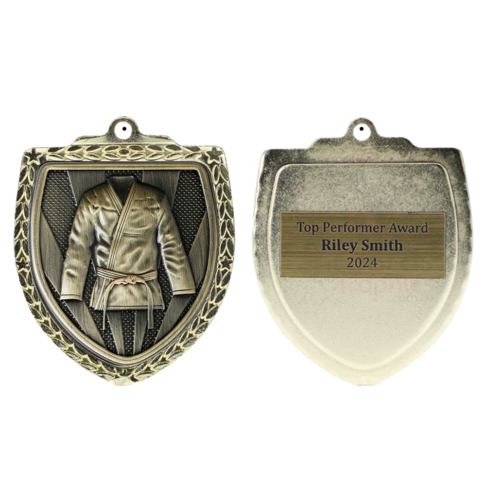 Martial Arts Shield Medal 80mm - Gold 