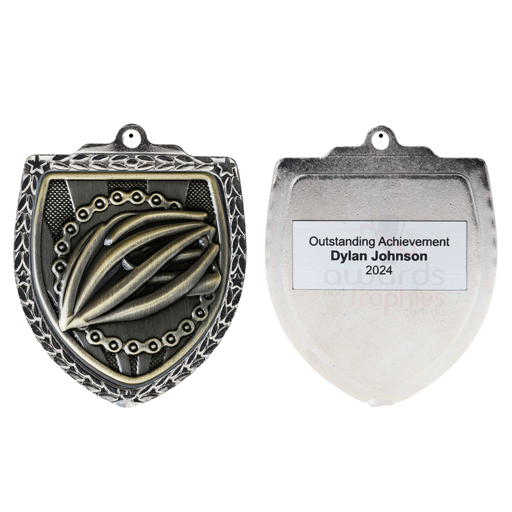 Cycling Shield Medal 80mm - Silver 