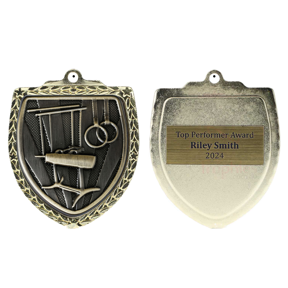 Gymnastics Shield Medal 80mm - Gold 