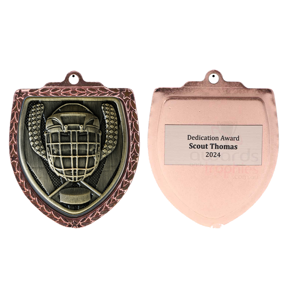 Ice Hockey Shield Medal 80mm - Bronze