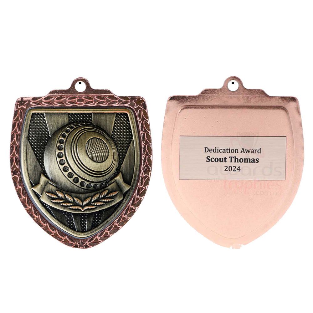 Lawn Bowls Ball Shield Medal 80mm - Bronze