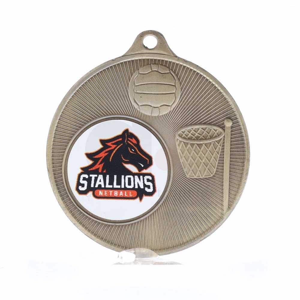 Universal Logo Medal Gold 50mm - Netball