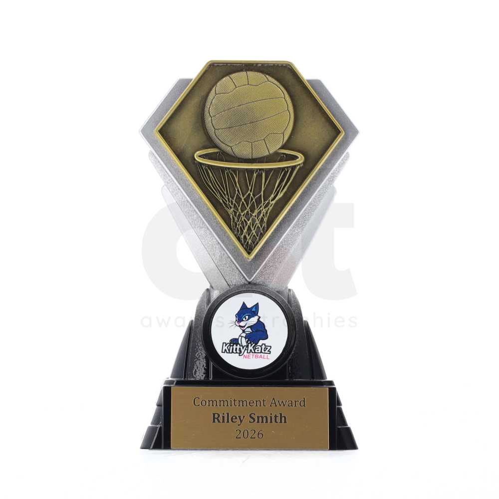 Diamond Trophy 125mm - Netball Gold