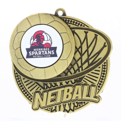 Tempo Logo Medal Gold 55mm - Netball