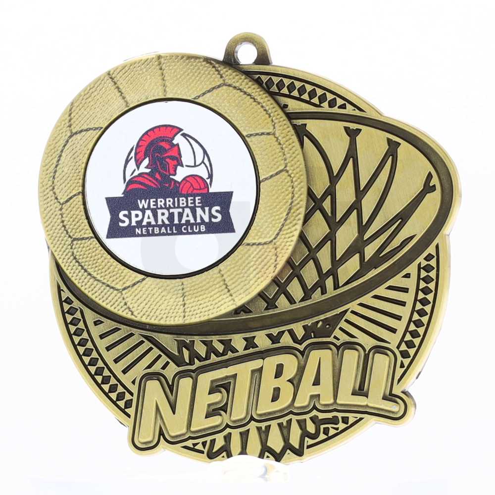Tempo Logo Medal Gold 55mm - Netball