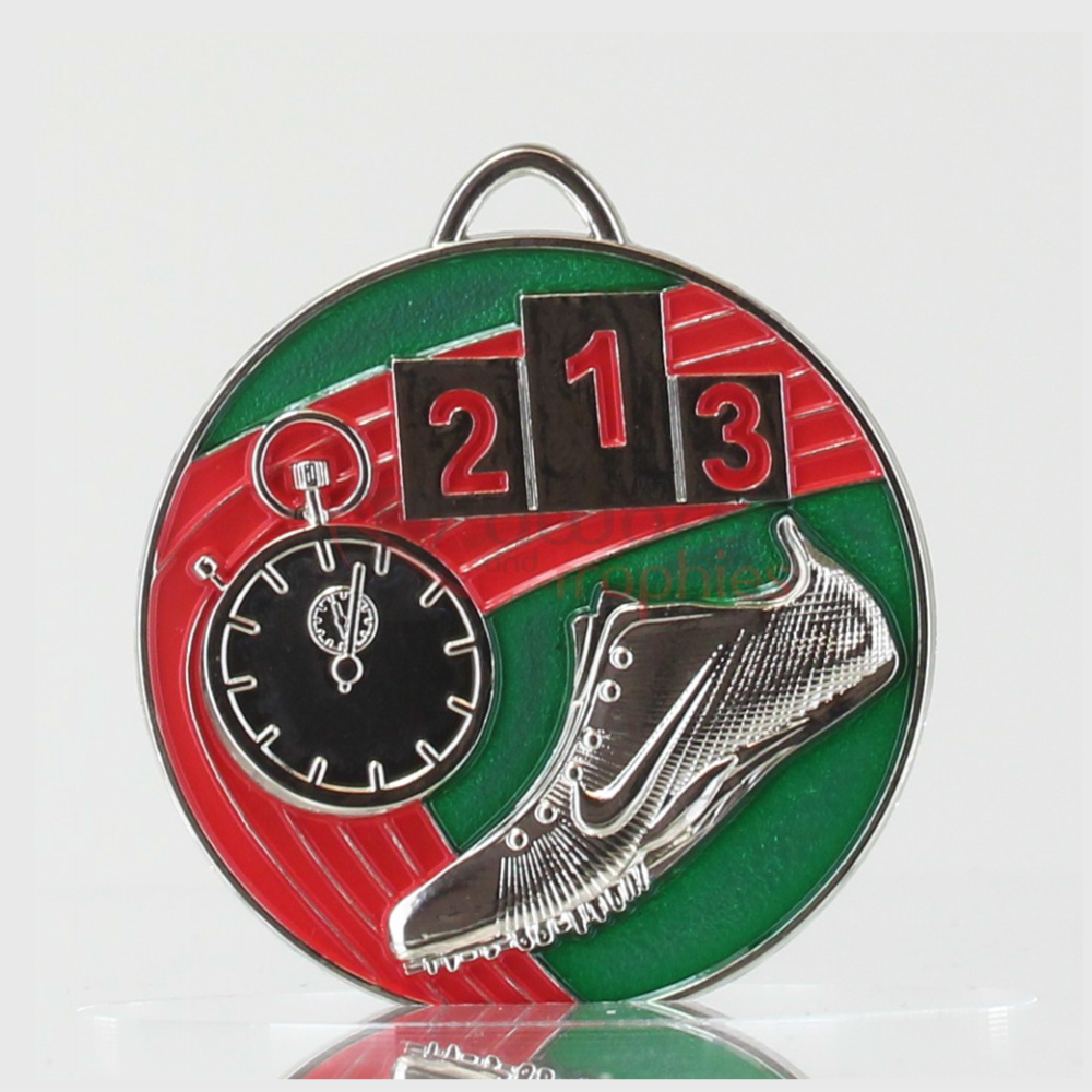 Colour Track Medal 50mm Silver