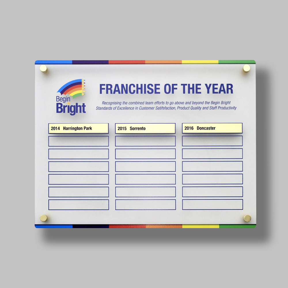 Opal Acrylic Honour Board 600x450mm