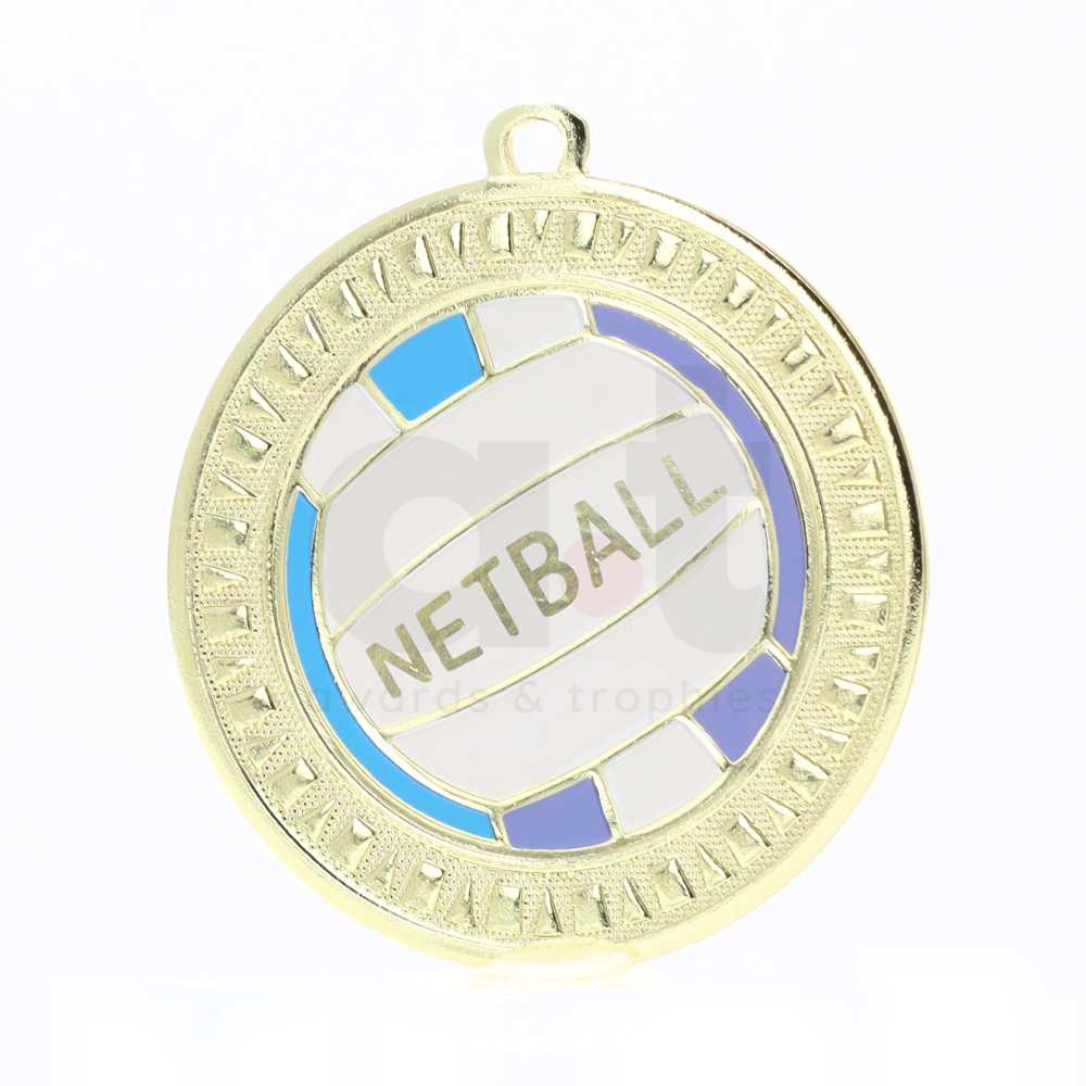 Spark Netball Medal 55mm - Shiny Gold