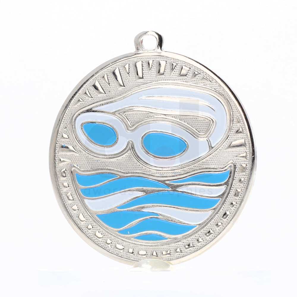 Spark Swimming Medal 55mm - Shiny Silver